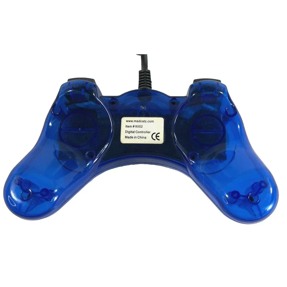 PlayStation Mad Catz Video Game Digital Controller Transparent Blue #8002 Tested